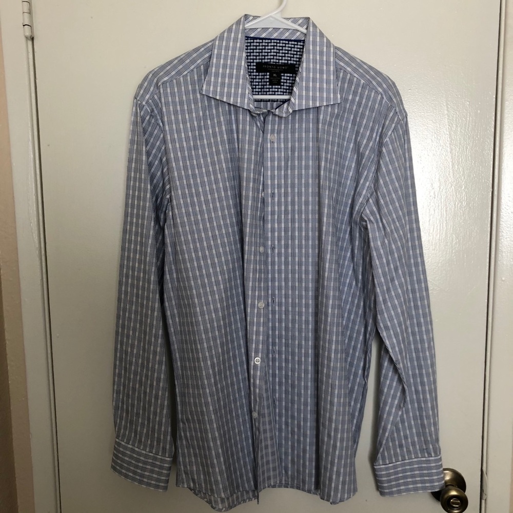 Pronto Uomo White w/Blue Stripes Shirt XL
